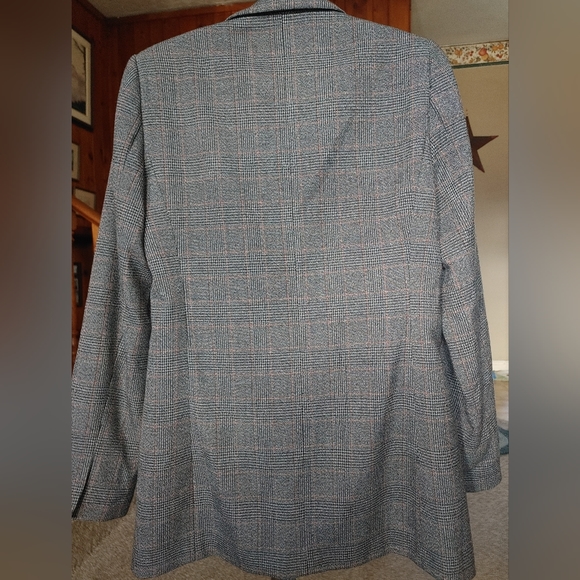 Zara Plaid Double Breasted Blazer SZ.M Gray - Picture 4 of 7